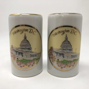 Washington DC Salt and Pepper Shaker Set Gold Trim 3"  Souvenir Made in Japan